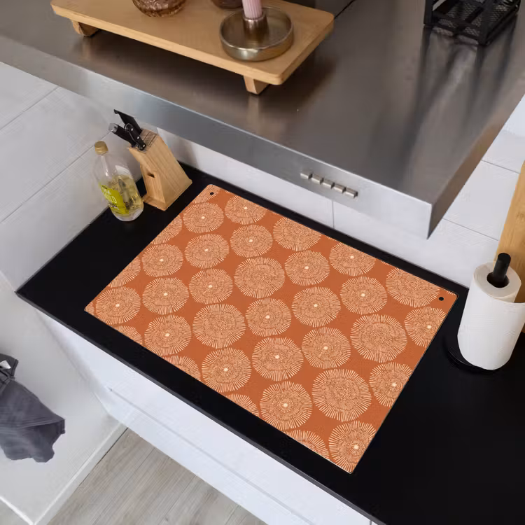 Cirkels - Grafisch - Patroon - Terracotta Inductie beschemer met haakjes klein 777 -sfeer1