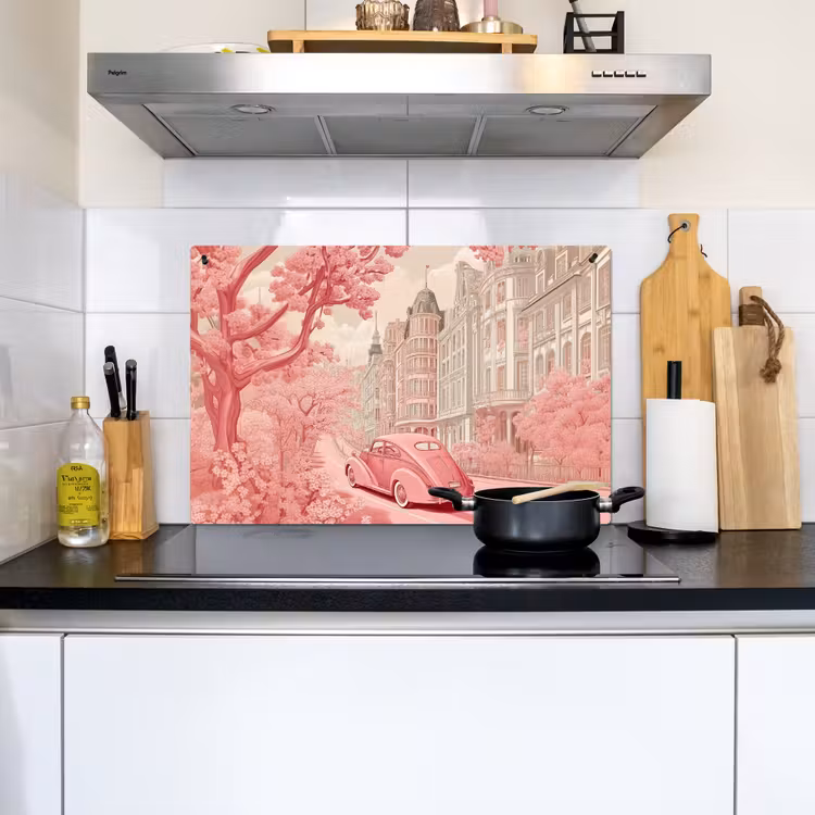 City - Car - Pink Inductie beschemer met haakjes klein -sfeer2