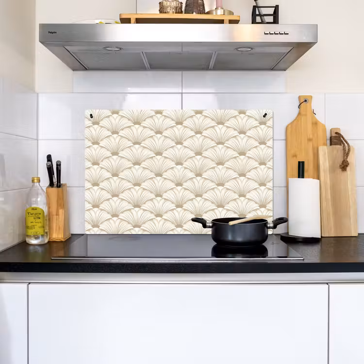 Klassiek - Art - Beige Inductie beschemer met haakjes klein 777 -sfeer2
