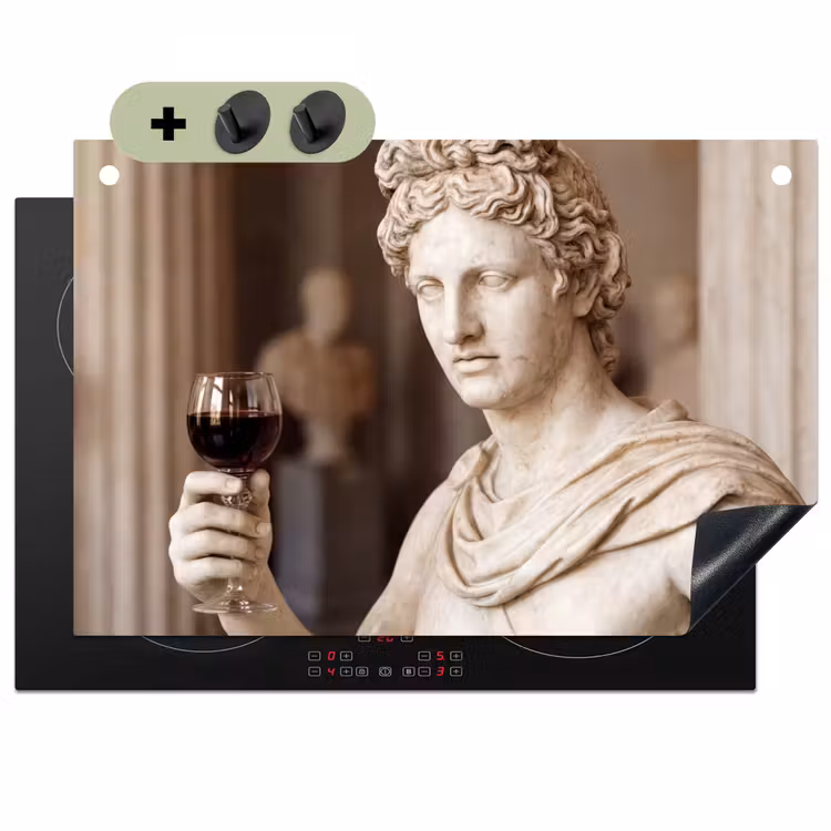 Klassiek - Marmer - Wijn Inductie beschemer met haakjes klein -3d