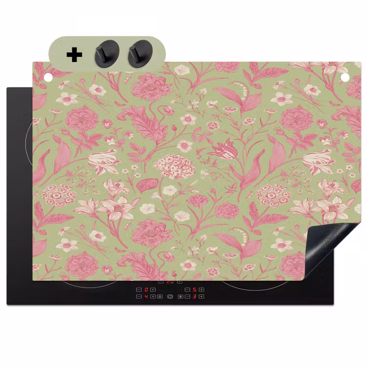 Classic - Pink - Mint Inductie beschemer met haakjes klein 777 -3d