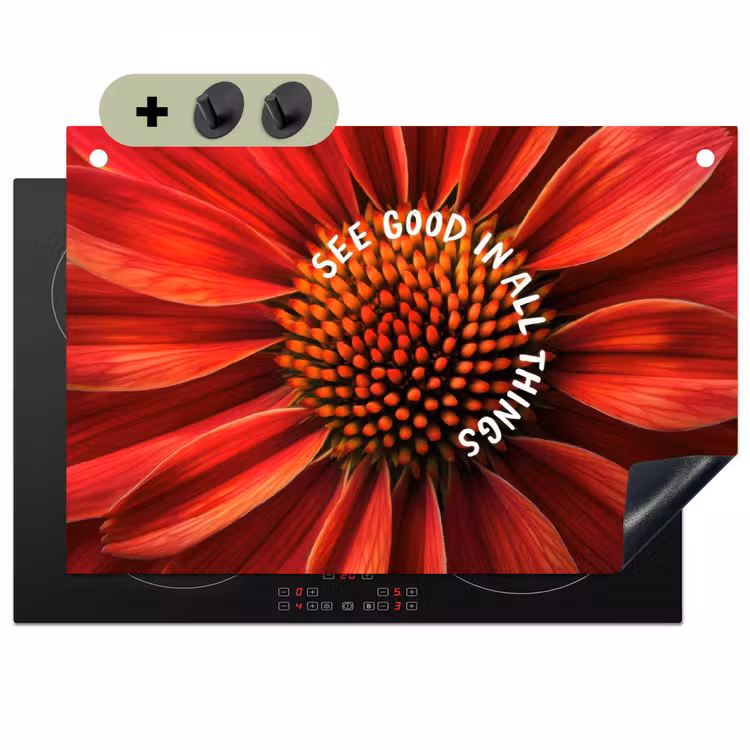 Close up - Bloem - Quote - Rood Inductie beschemer met haakjes klein -3d