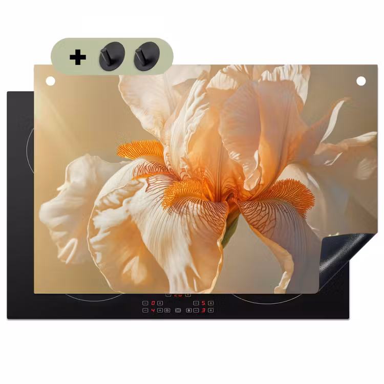 Close up - Oranje - Iris Inductie beschemer met haakjes klein -3d