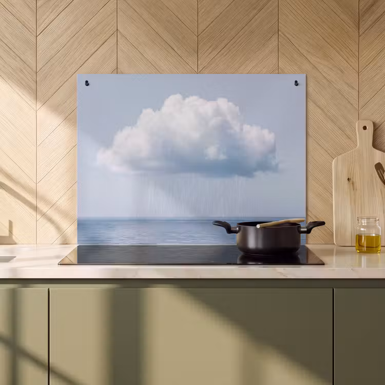 Induction Hob Cover & Splashback (2-in-1) - Cloud - Rain - Nature - Wolk - Regen - Natuur Inductie beschemer met haakjes klein