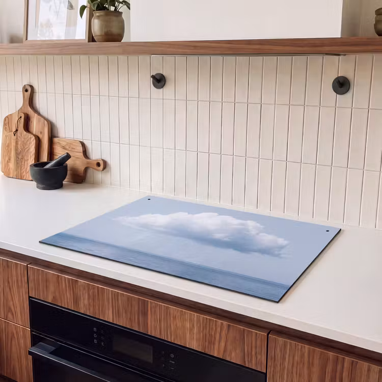 Induction Hob Cover & Splashback (2-in-1) - Cloud - Rain - Nature - Wolk - Regen - Natuur Inductie beschemer met haakjes klein