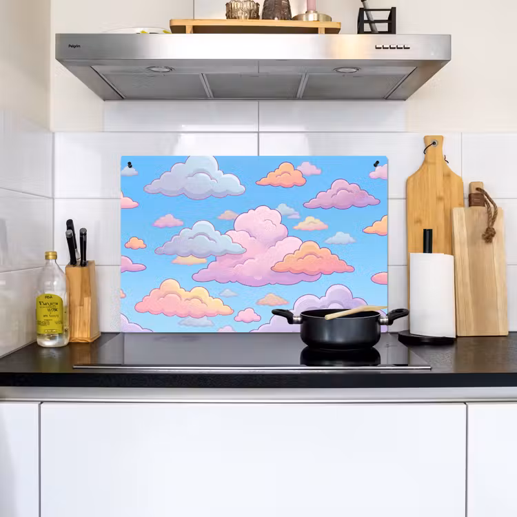 Wolk - Lucht - Natuur - Illustratie - Pastel Inductie beschemer met haakjes klein -sfeer2