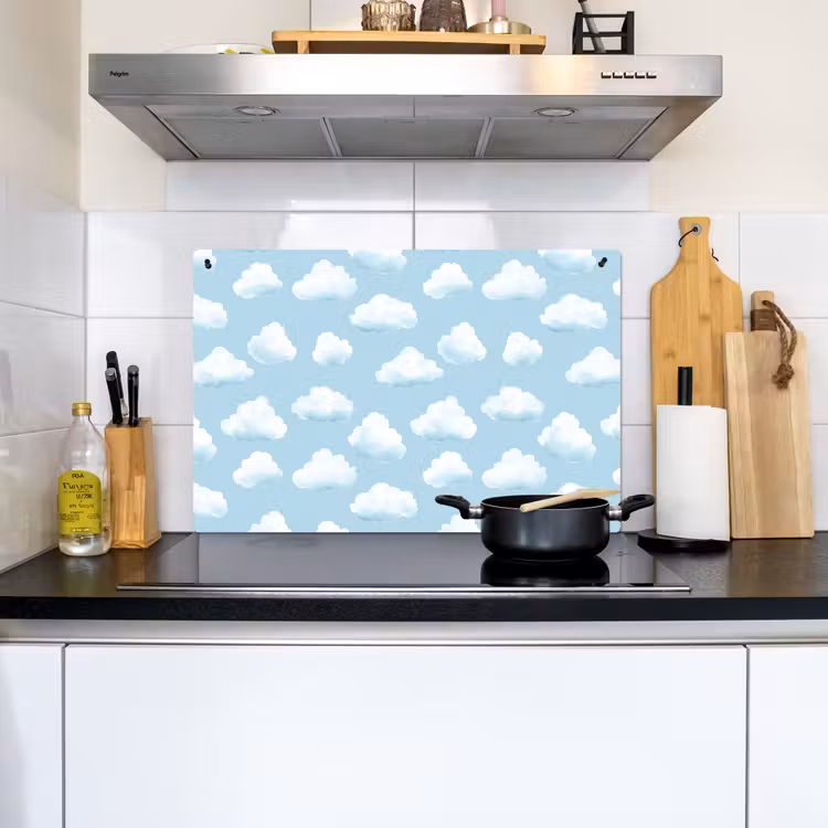 Wolken - Illustratie - Blauw Inductie beschemer met haakjes klein 777 -sfeer2
