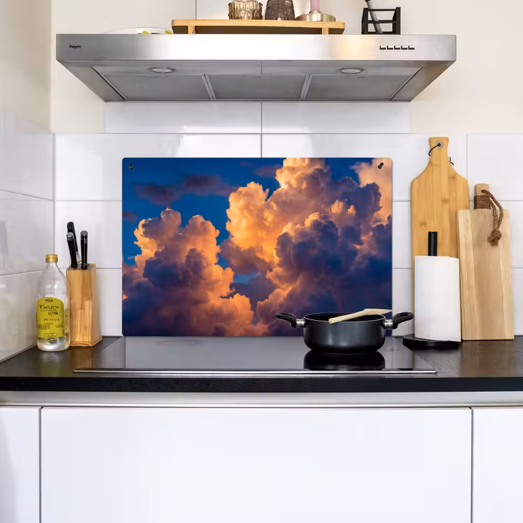 Wolken - Zonsondergang - Natuur - Oranje - Blauw Inductie beschemer met haakjes klein -sfeer2
