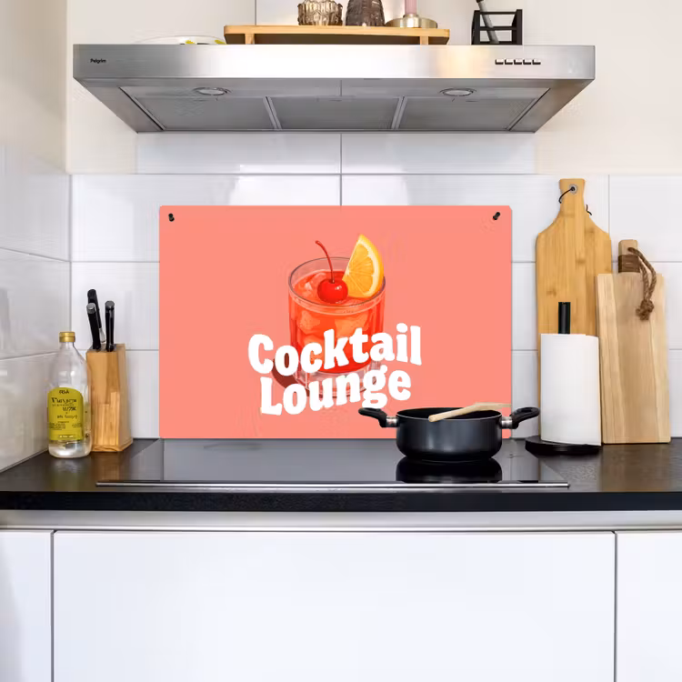 Cocktail Lounge - Glas - Koraal Inductie beschemer met haakjes klein -sfeer2