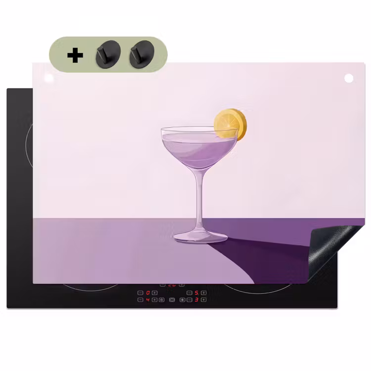 Cocktail - Paars - Minimalistisch - Citroen Inductie beschemer met haakjes klein -3d