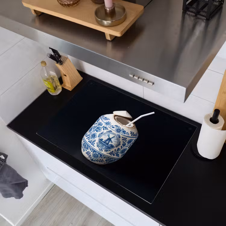 Kokosnoot - Eten - Delfts blauw - Drinken Inductie beschemer met haakjes klein -sfeer1