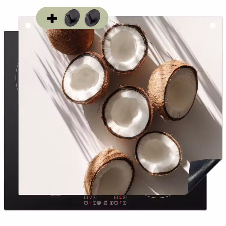 Kokosnoten - Bruin - Shaduw Inductie beschemer met haakjes middel -3d