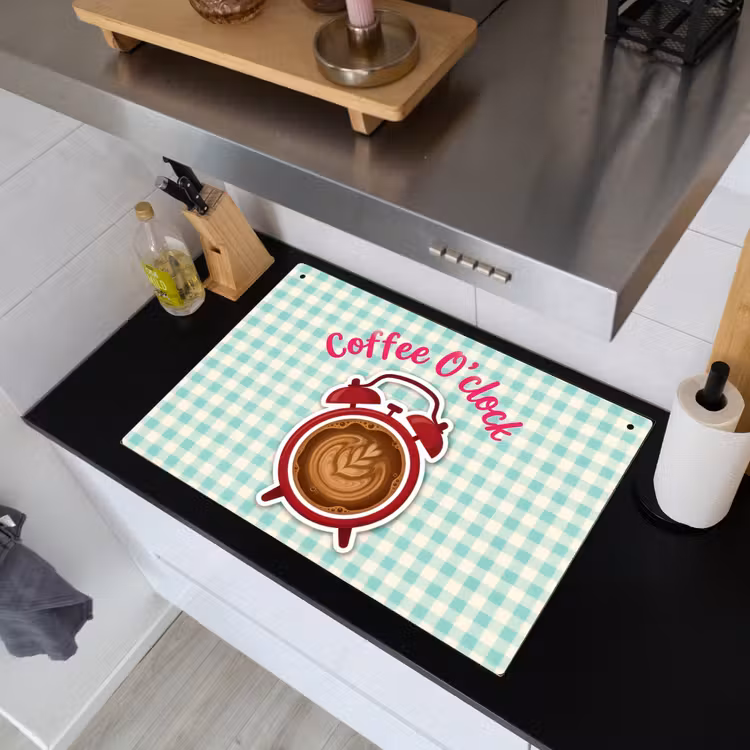 Koffie - Klok - Groen Inductie beschemer met haakjes klein -sfeer1