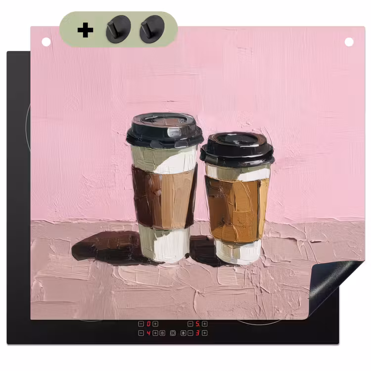 Koffiebekers - Deksel - Verf - Textuur Inductie beschemer met haakjes middel -3d