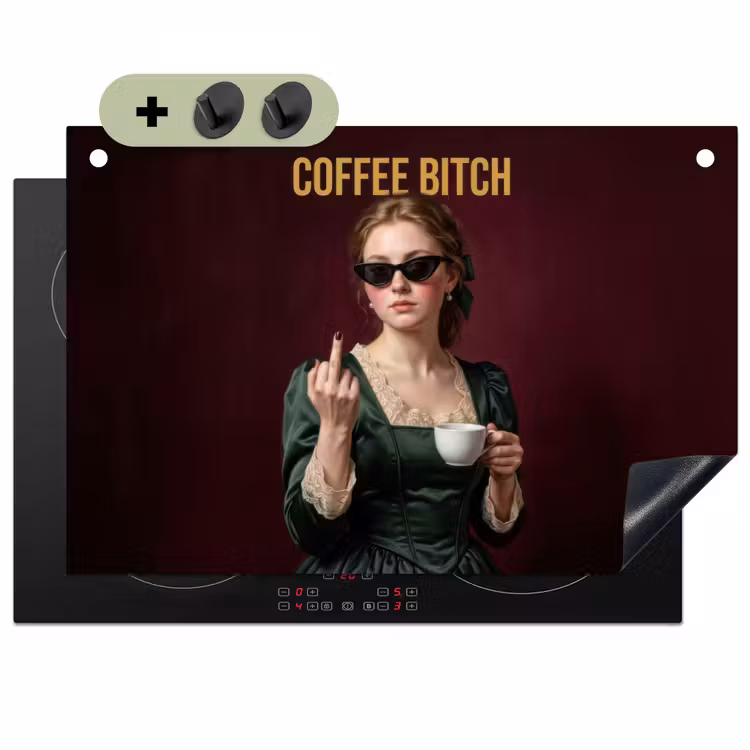 Koffie - Vrouw - Middelvinger Inductie beschemer met haakjes klein -3d