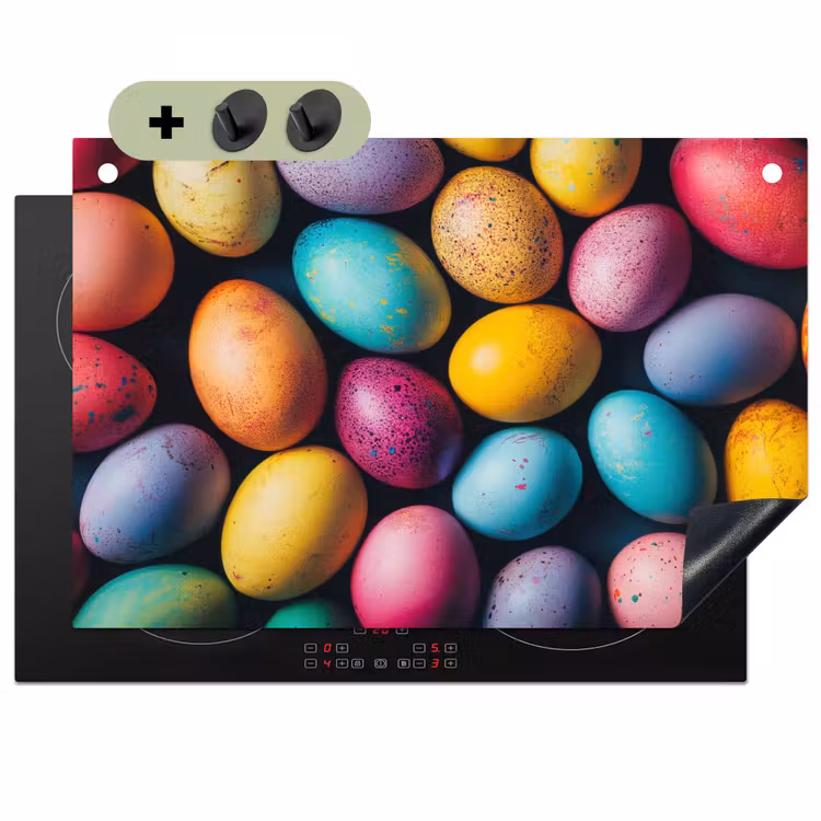 Kleurrijk - Paaseitjes - Spetters Inductie beschemer met haakjes klein -3d