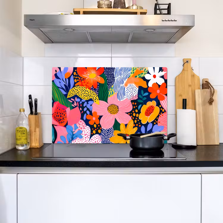 Kleurrijk - Bloemen - Abstract - Stippen Inductie beschemer met haakjes klein -sfeer2