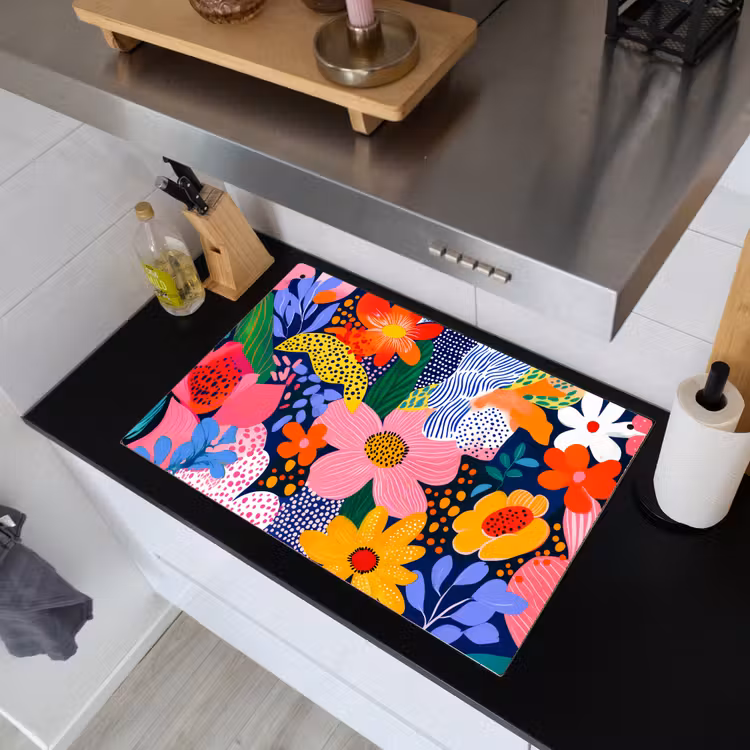 Kleurrijk - Bloemen - Abstract - Stippen Inductie beschemer met haakjes klein -sfeer1