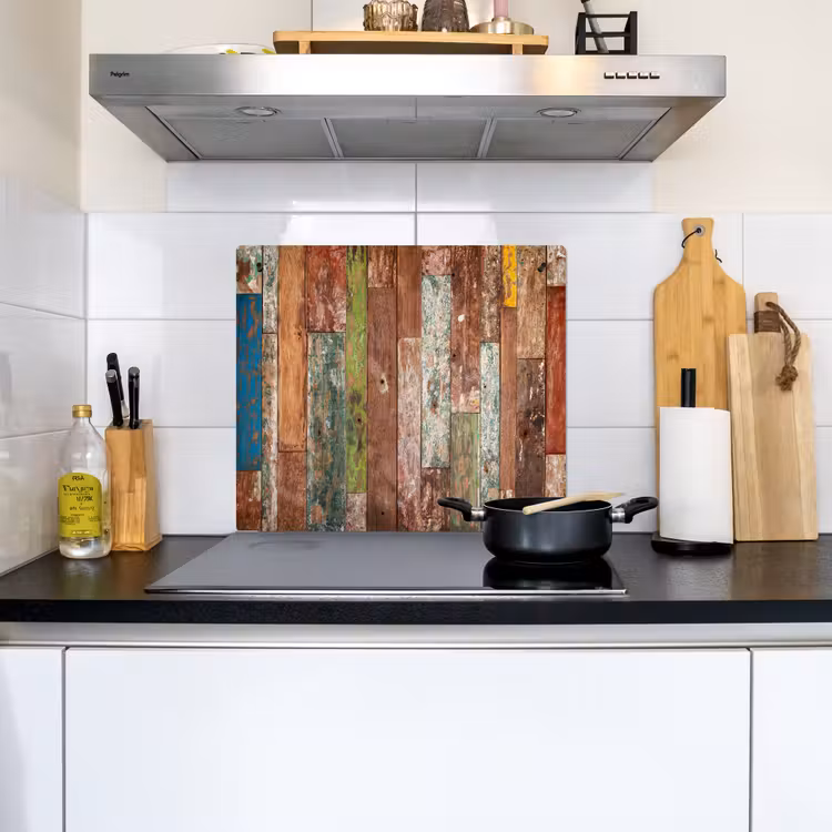 Kleurrijk Verweerd Hout Inductie beschemer met haakjes middel -sfeer2