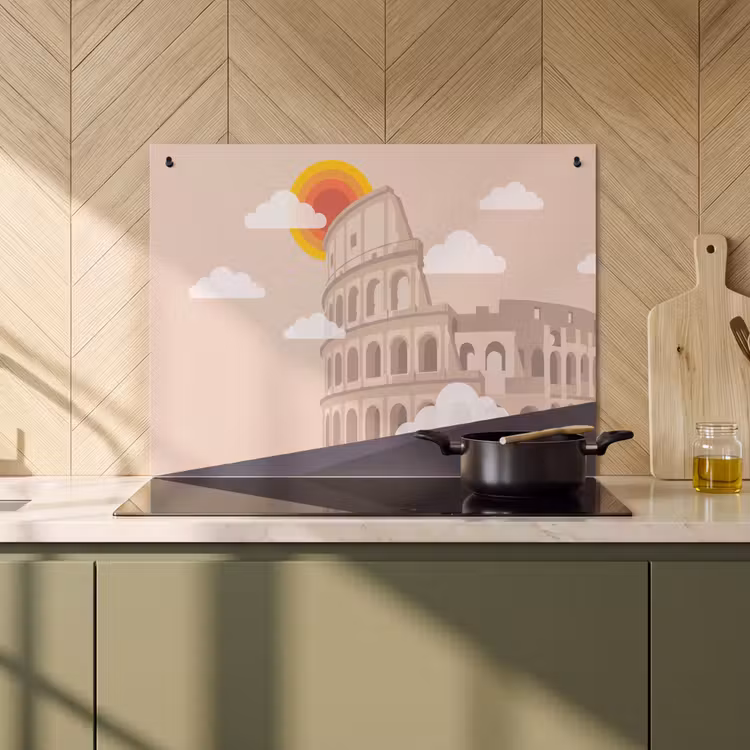 Colosseum - Zonsopgang - Rome - Architectuur - Beige Inductie beschemer met haakjes klein -sfeer2