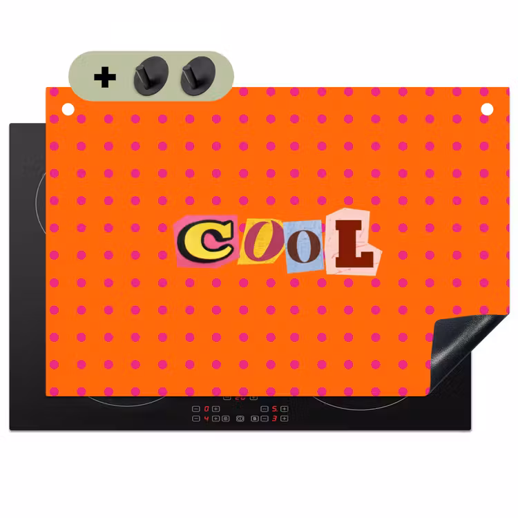 Cool - Stippen - Oranje Inductie beschemer met haakjes klein -3d