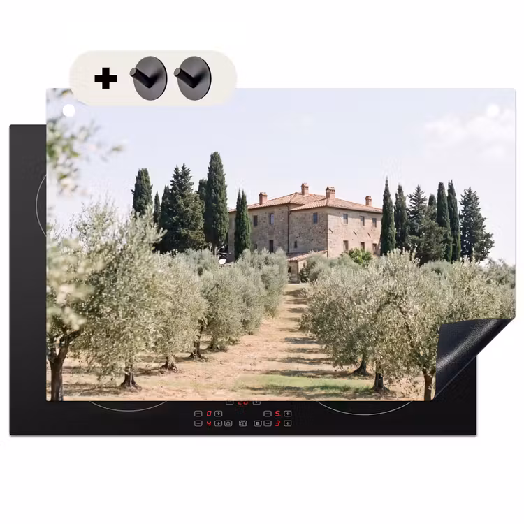 Induction Hob Cover & Splashback (2-in-1) - Country house - olive tree - orchard - Landhuis - olijfboom - gaard Inductie beschemer met haakjes klein