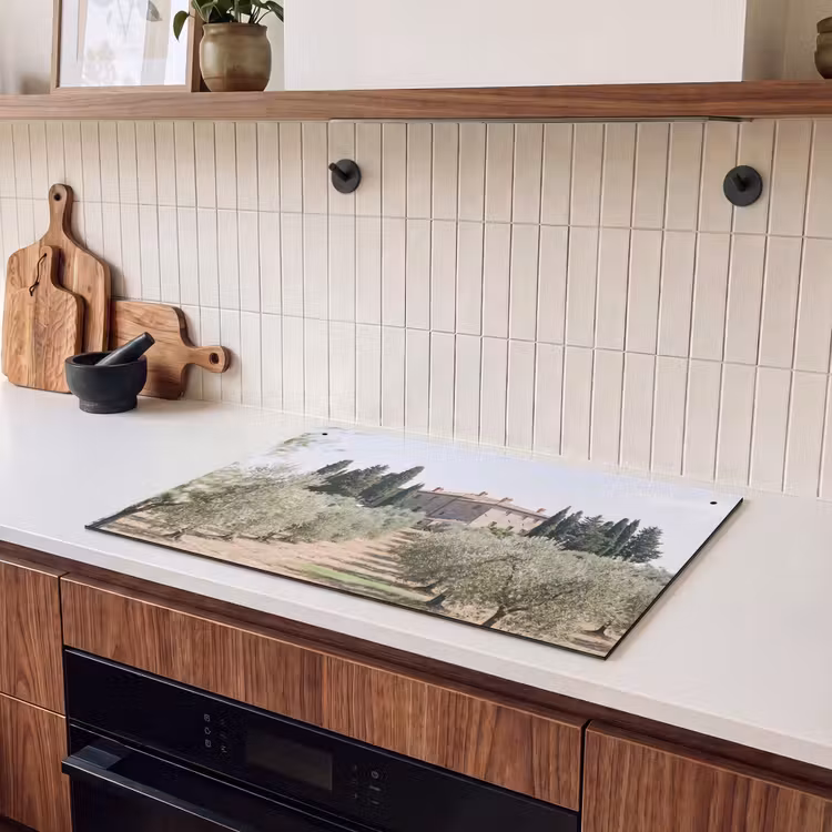 Induction Hob Cover & Splashback (2-in-1) - Country house - olive tree - orchard - Landhuis - olijfboom - gaard Inductie beschemer met haakjes klein
