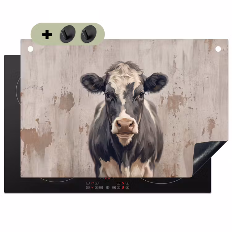 Koe - Portret - Dieren - Modern Inductie beschemer met haakjes klein -3d