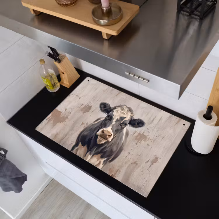 Koe - Portret - Dieren - Modern Inductie beschemer met haakjes klein -sfeer1