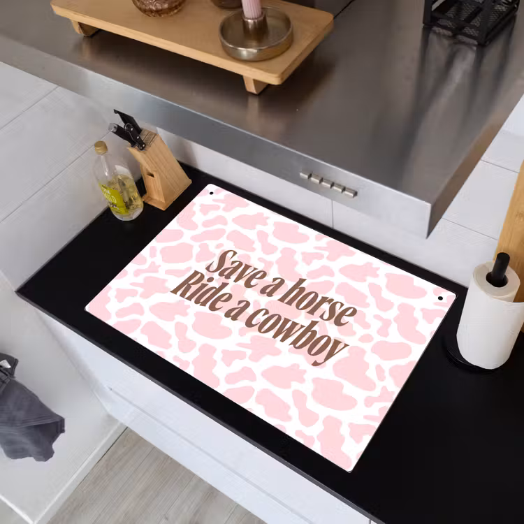 Koeienprint - Roze - Cowboy - Horse Inductie beschemer met haakjes klein -sfeer1