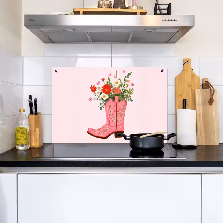 Cowboylaarzen - Roze - Boeket - Bloemen Inductie beschemer met haakjes klein -sfeer2