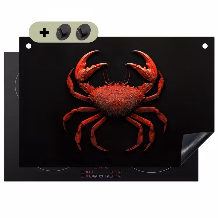 Krab - Rood - Vissen - Schaaldieren Inductie beschemer met haakjes klein -3d