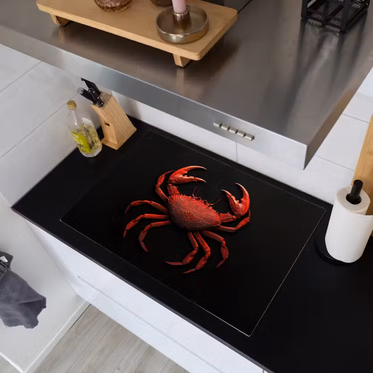 Krab - Rood - Vissen - Schaaldieren Inductie beschemer met haakjes klein -sfeer1