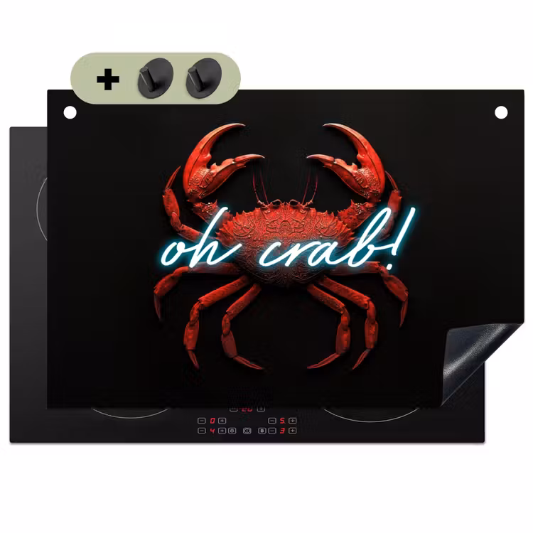 Krab - Rood - Neon - Quote Inductie beschemer met haakjes klein -3d