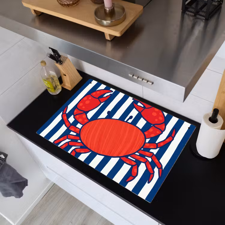 Krab - Strepen - Zeeleven - Illustratie - Rood Inductie beschemer met haakjes klein -sfeer1