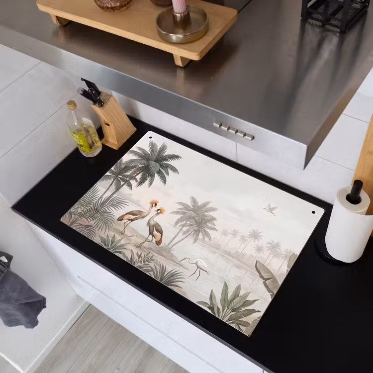Kraanvogels - Palmbomen - Tropisch Inductie beschemer met haakjes klein -sfeer1