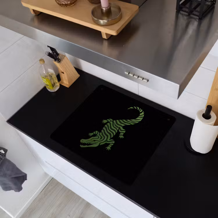 Krokodil - Groen - Tijgerachtig - Strepen Inductie beschemer met haakjes middel -sfeer1