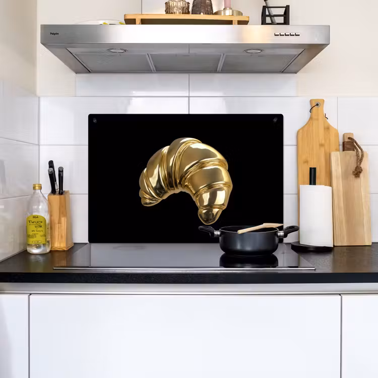 Croissant - Brood - Goud - Zwart Inductie beschemer met haakjes klein -sfeer2