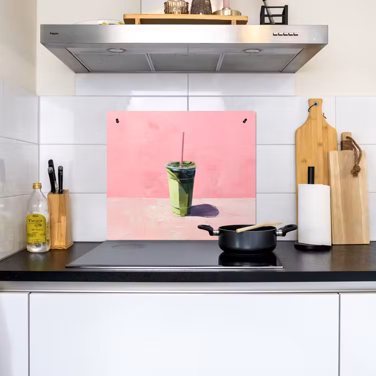 Beker - Rietje - Minimalistisch - Groen Inductie beschemer met haakjes middel -sfeer2