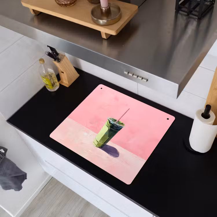 Beker - Rietje - Minimalistisch - Groen Inductie beschemer met haakjes middel -sfeer1