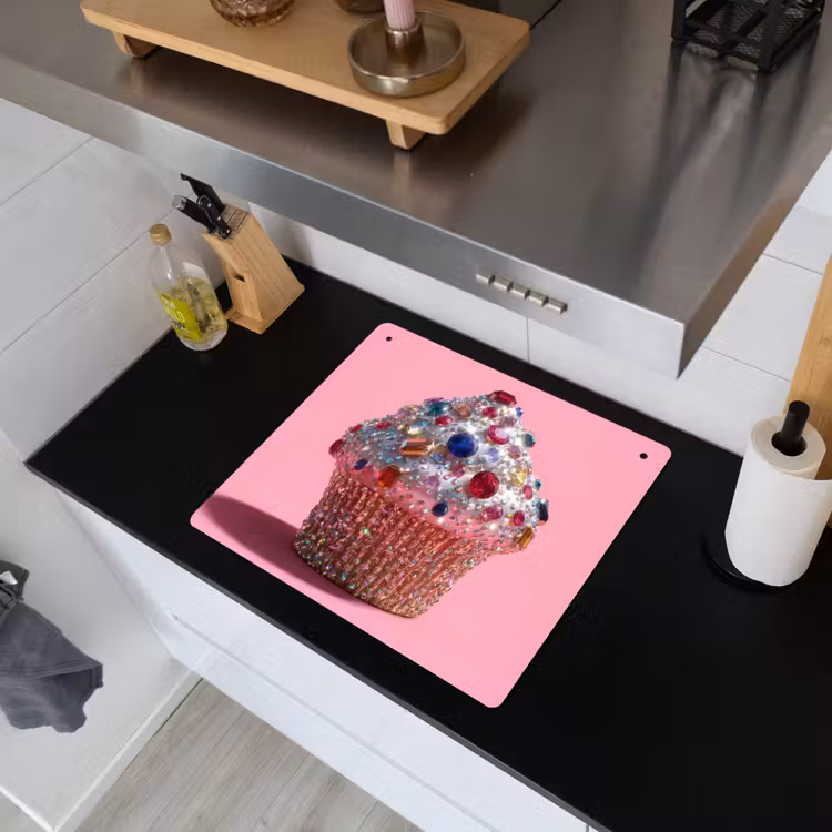 Cupcake - Kleurrijk - Edelstenen Inductie beschemer met haakjes middel -sfeer1