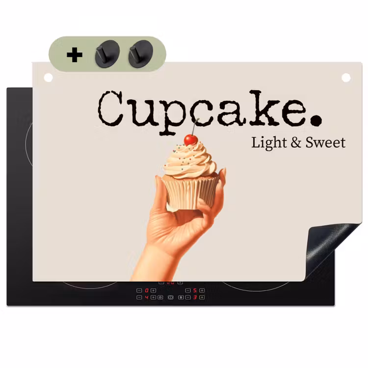 Cupcake - Zoet - Kers Inductie beschemer met haakjes klein -3d