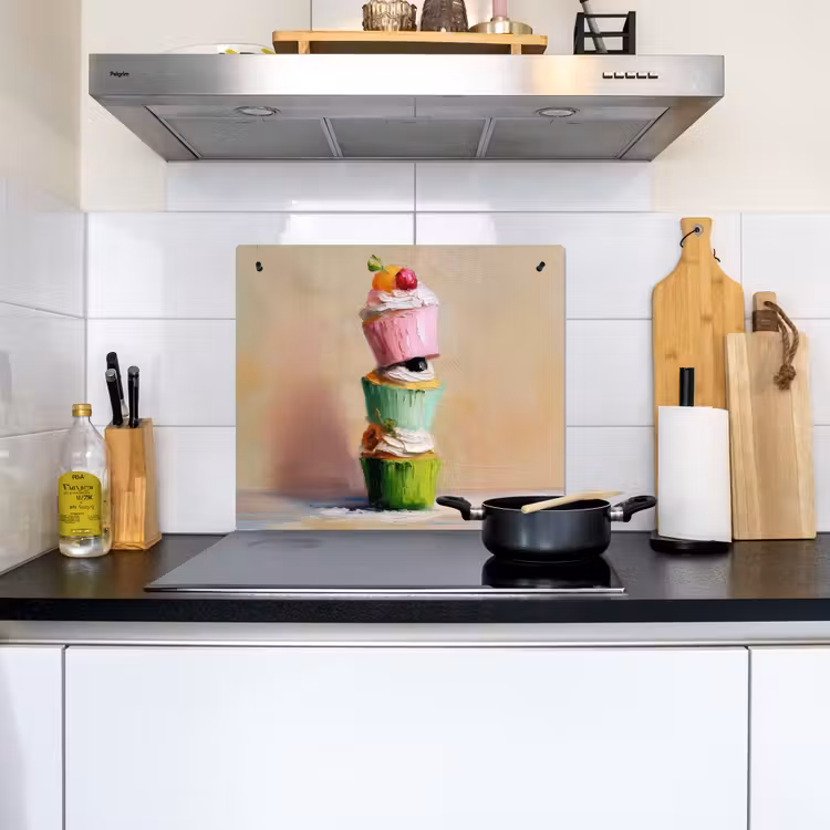 Cupcakes - Gestapeld - Kleurrijk - Fruit Inductie beschemer met haakjes middel -sfeer2