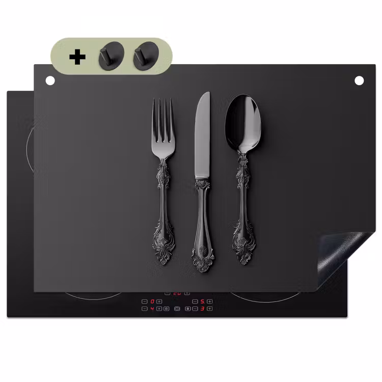 Bestek - Zwart Inductie beschemer met haakjes klein -3d