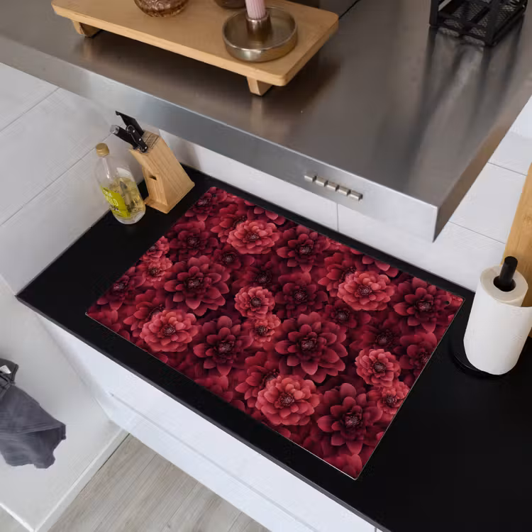 Dahlias - Bloemen - Rood Inductie beschemer met haakjes klein 777 -sfeer1
