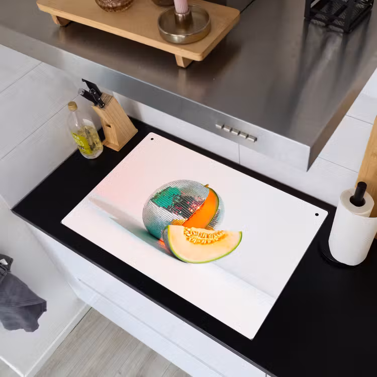 Disco - Discobal - Meloen - Pastel Inductie beschemer met haakjes klein -sfeer1
