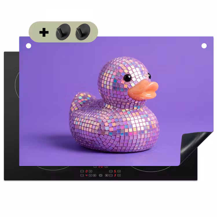 Disco - Eend - Paars Inductie beschemer met haakjes klein -3d