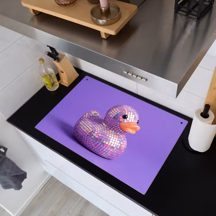 Disco - Eend - Paars Inductie beschemer met haakjes klein -sfeer1