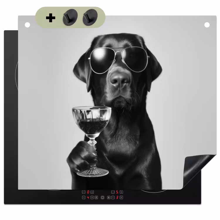 Hond - Zwart - Wijnglas - Zonnebril Inductie beschemer met haakjes middel -3d