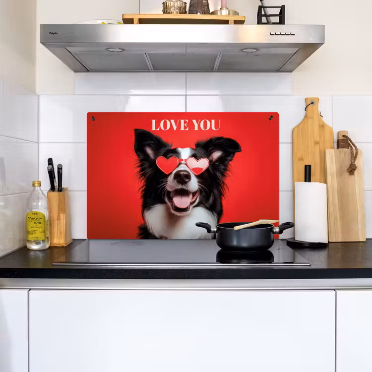 Hond - Hartjesbril - Loveyou - Rood Inductie beschemer met haakjes klein -sfeer2